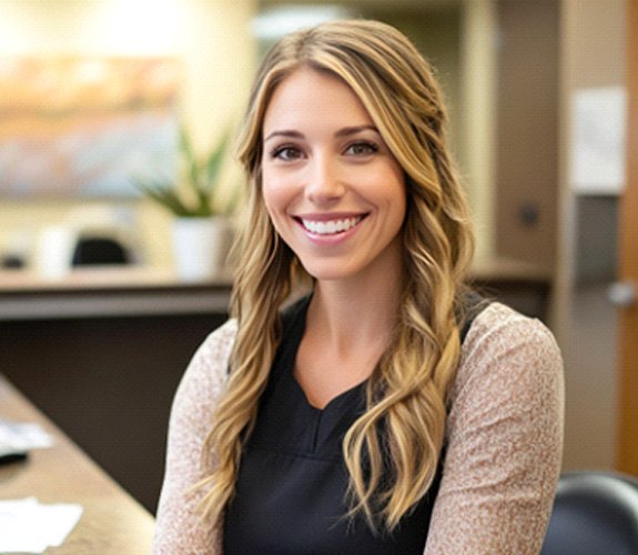 Young female dental receptionist